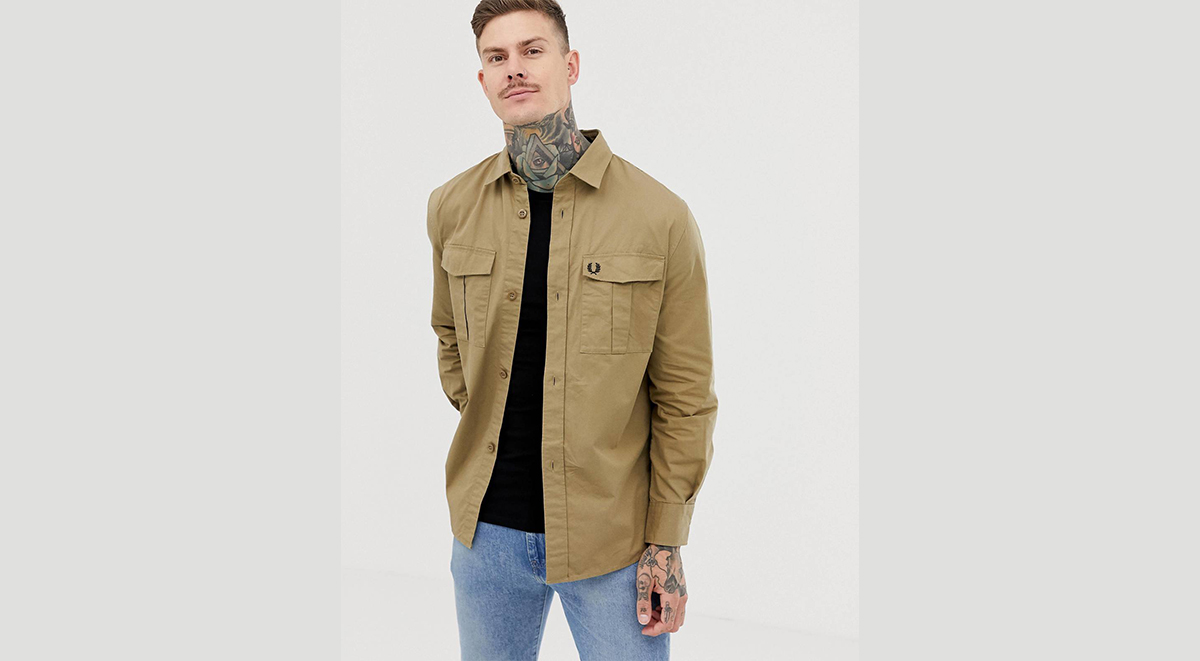 Valentine's day gifts for men Fred Perry utility overshirt in camel