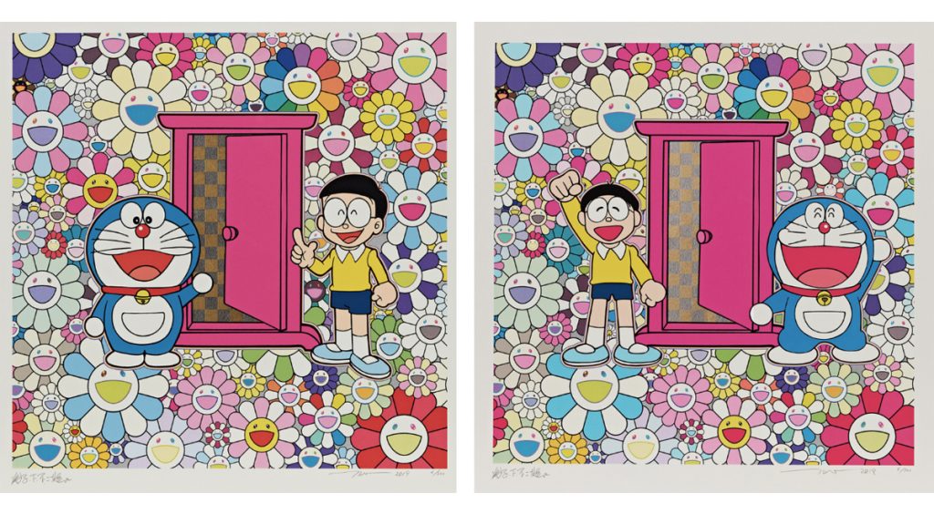 tongue + Chic Takashi Murakami Two Works: (i) Anywhere Door (Dokodemo Door) in the Field of Flowers (ii) We Came to the Field of Flowers through Anywhere Door