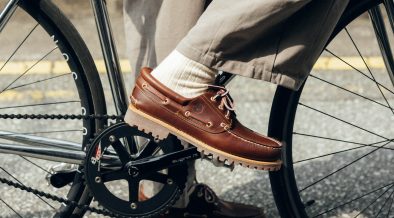 Timberland 3-eye handsewn boat shoe worn to cycle