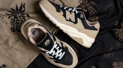 Limited Edt x SBTG x New Balance 'Urban Islander II' sneaker placed on OMBAK shirts